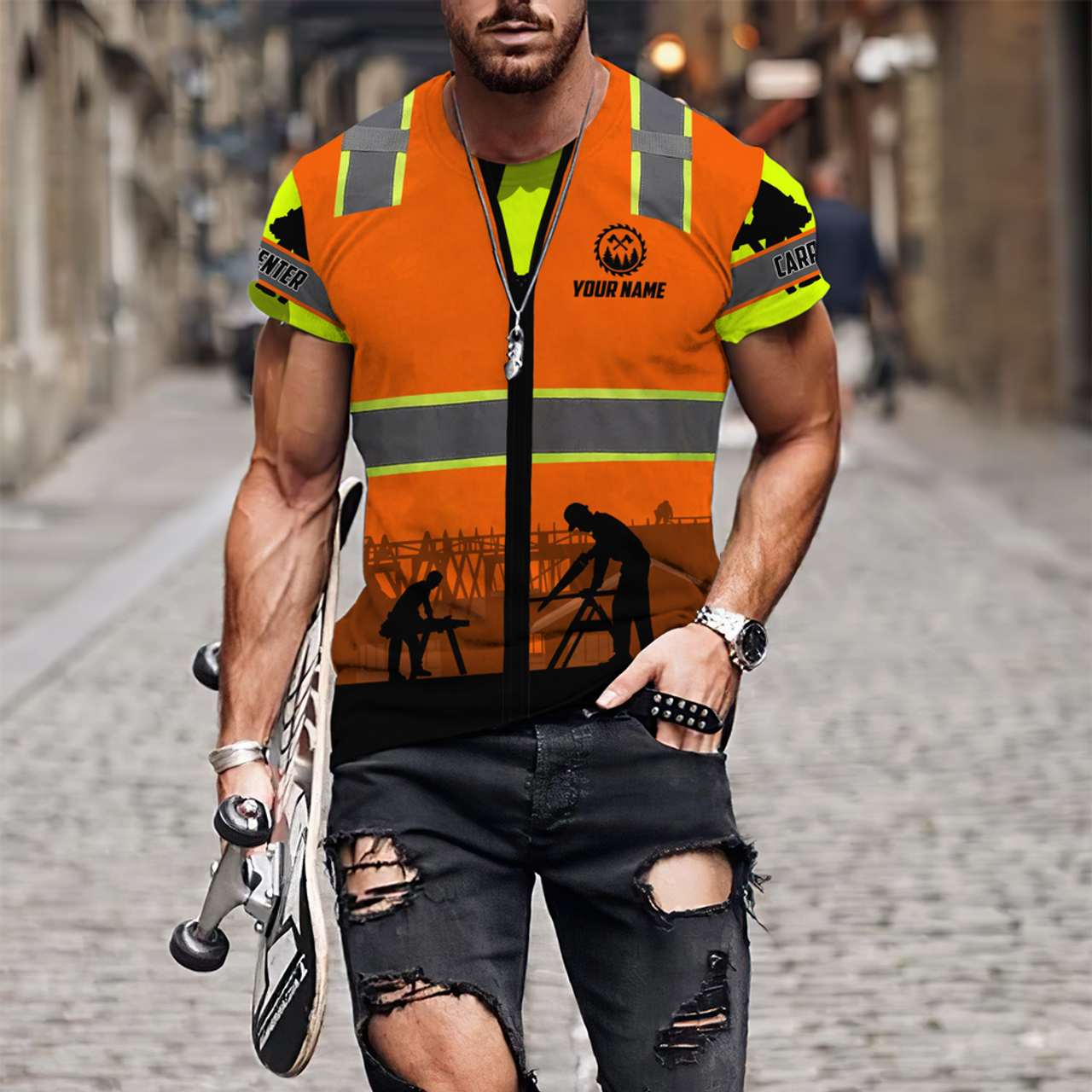 FUNSTUFFPRINT Personalized Carpenter Unisex Safety Shirt Men 3D T-shirt