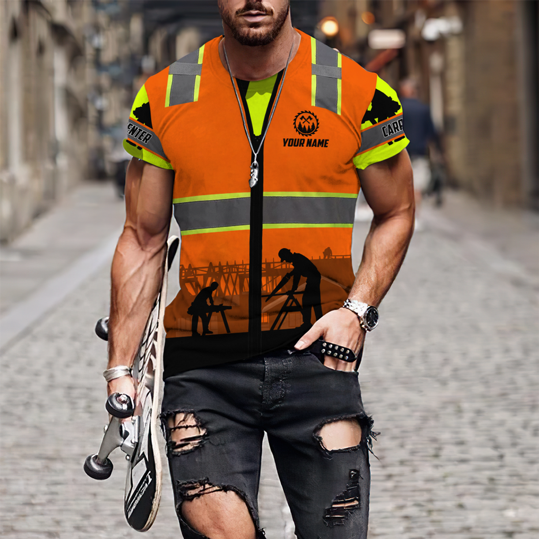 FUNSTUFFPRINT Personalized Carpenter Unisex Safety Shirt Men 3D T-shirt