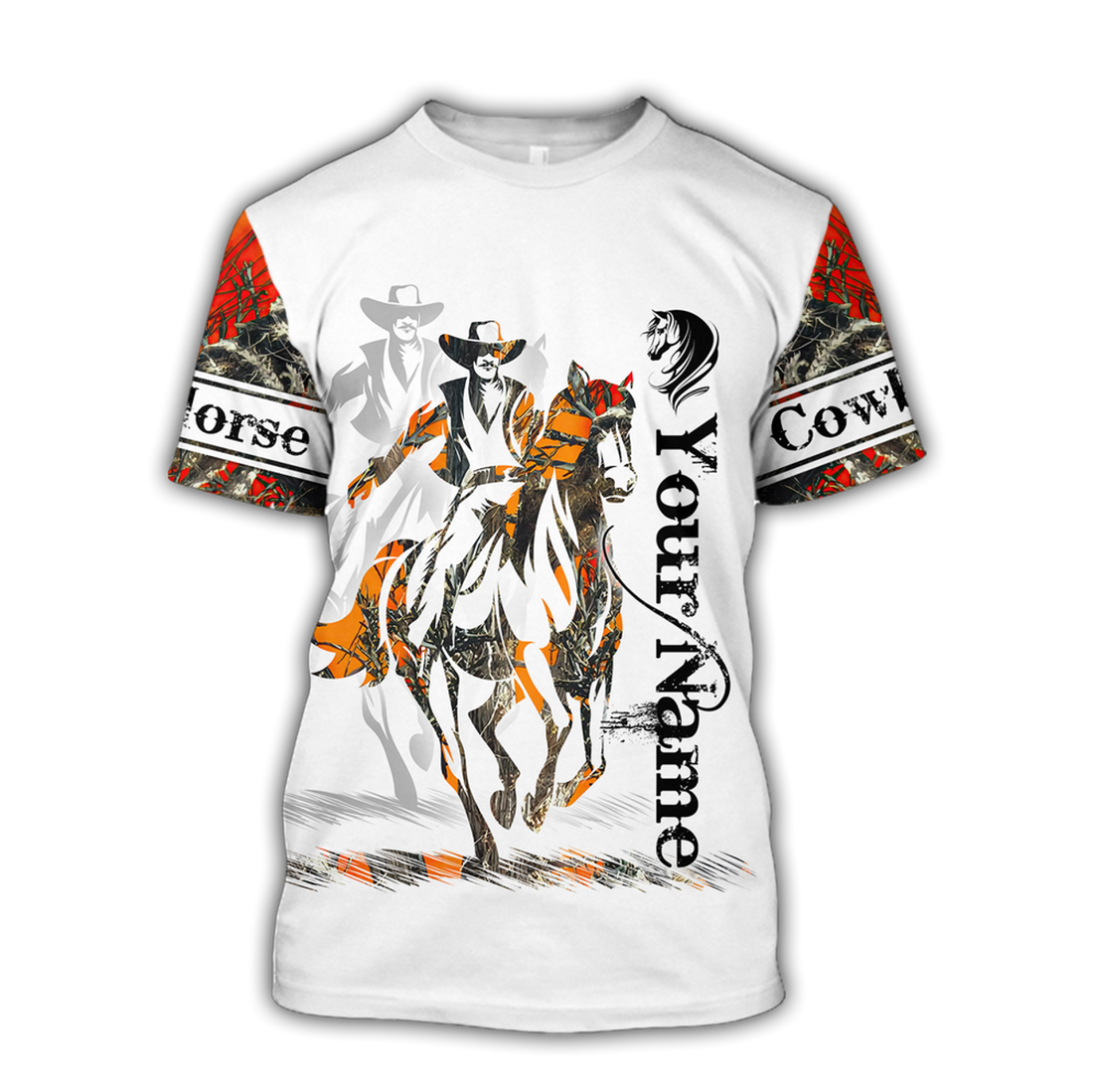 FUNSTUFFPRINT Personalized Name Rodeo Unisex Shirts Cowboy Tattoo T-Shirts 3D T-shirt