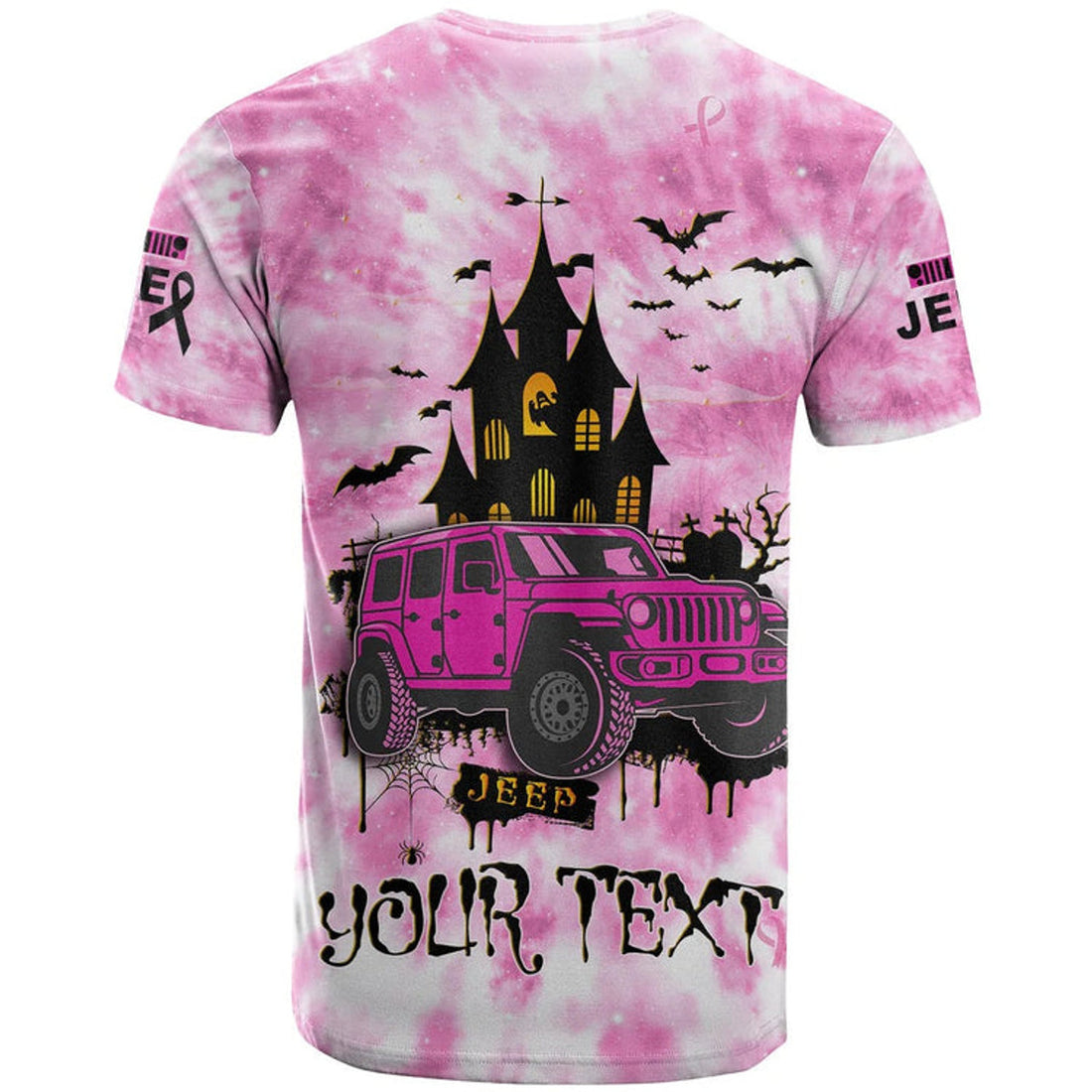 FUNSTUFFPRINT JEE Car Breast Cancer Shirt. T-Shirt Tie Dye Halloween In October We Wear Pink 3D T-shirt