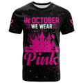 FUNSTUFFPRINT 3D All Over Print Breast Cancer T-Shirt In October We Wear PINK Halloween Castle Black 3D T-shirt