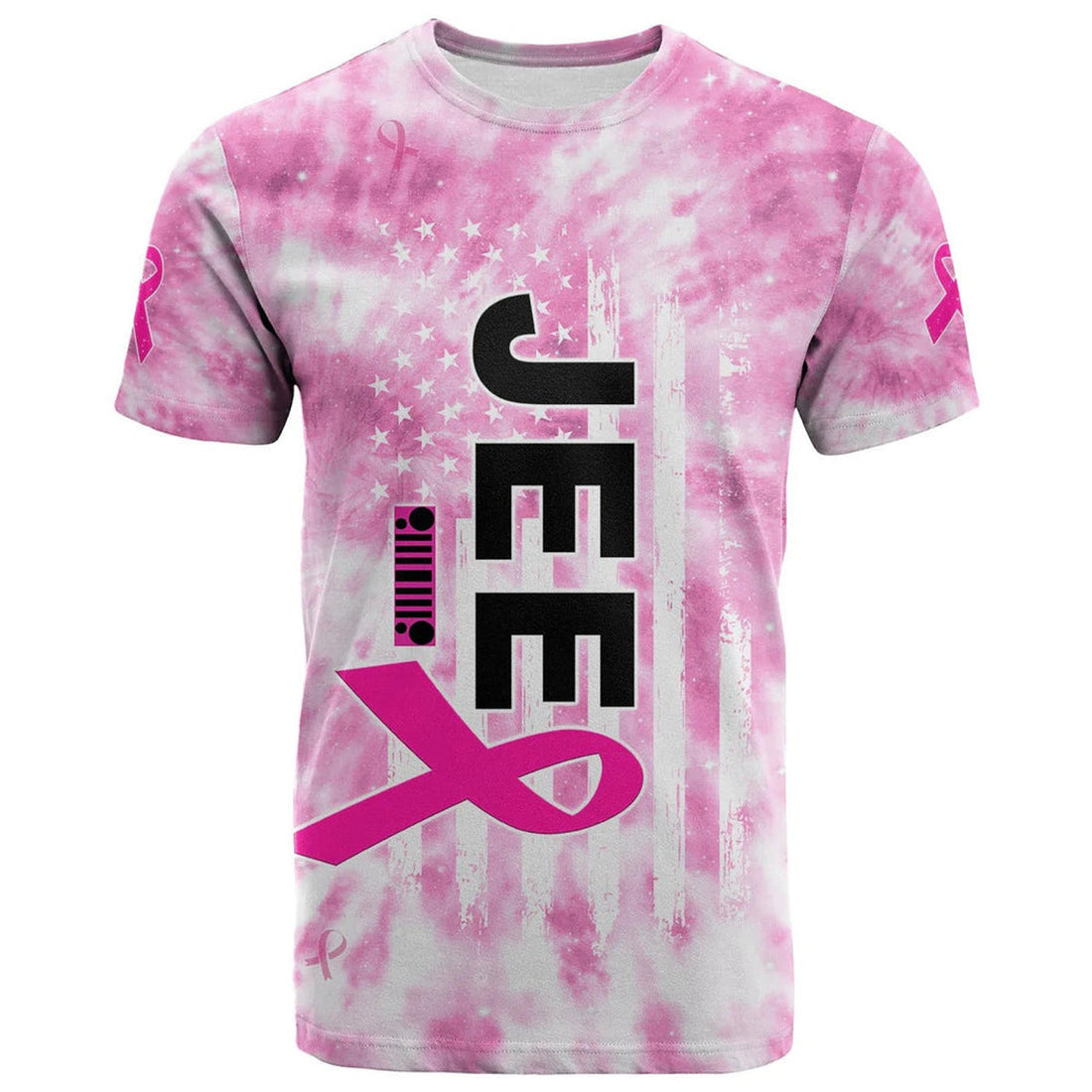 FUNSTUFFPRINT Custom JEE car Breast Cancer 3D T-Shirt Tie Dye In October We Wear Pink 3D T-shirt