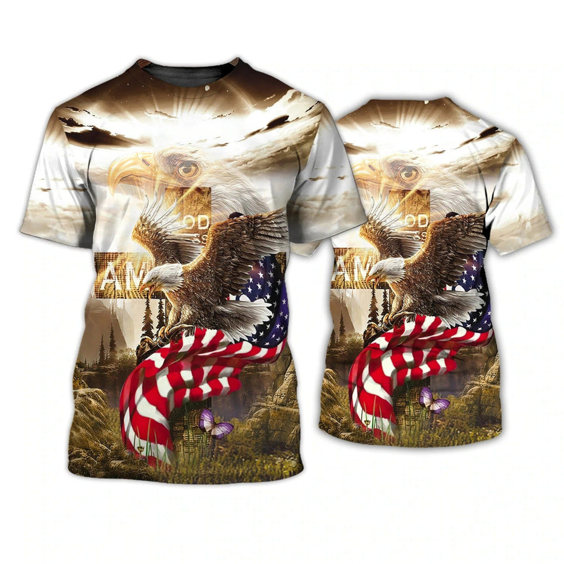 FUNSTUFFPRINT Independence Day Is Coming God Bless American 3D All Over PrinT-Shirt 4Th Of July 3D T-shirt