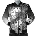 FUNSTUFFPRINT Tahiti Custom Personalised Men's Bomber Jacket - Humpback Whale with Tropical Flowers (White)- 3D Bomber Jacket