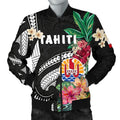 FUNSTUFFPRINT Tahiti Men's Bomber Jacket Coat Of Arms Polynesian With Hibiscus 3D Bomber Jacket