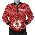 FUNSTUFFPRINT Tahiti Personalised Men's Bomber Jacket - Tahiti Seal In Polynesian Tattoo Style (Red) - 3D Bomber Jacket