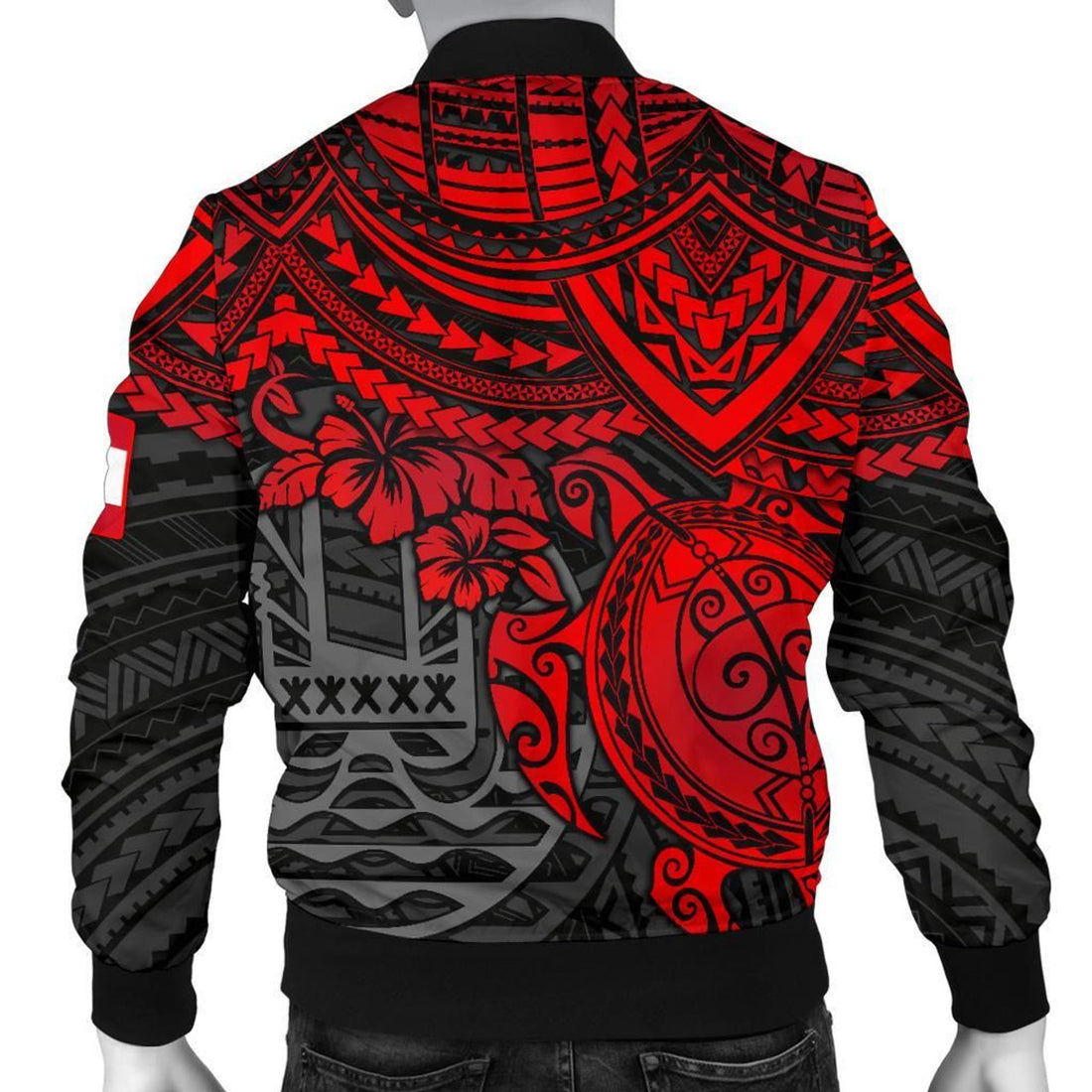 FUNSTUFFPRINT Tahiti Polynesian Bomber Jacket (Men) - Red Turtle - 18 3D Bomber Jacket