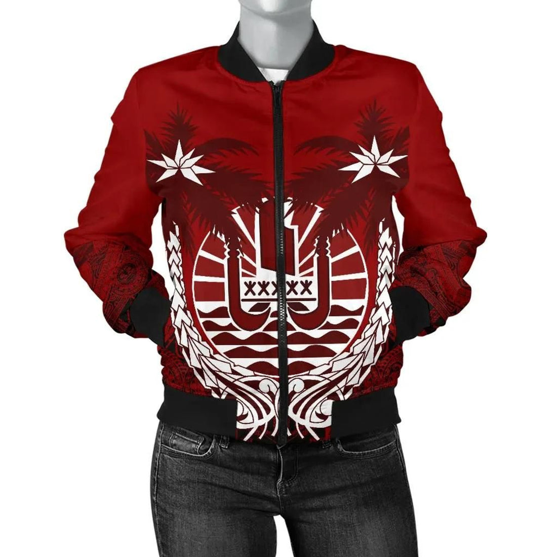 FUNSTUFFPRINT Tahiti Polynesian Coconut Women's 3D Bomber Jacket