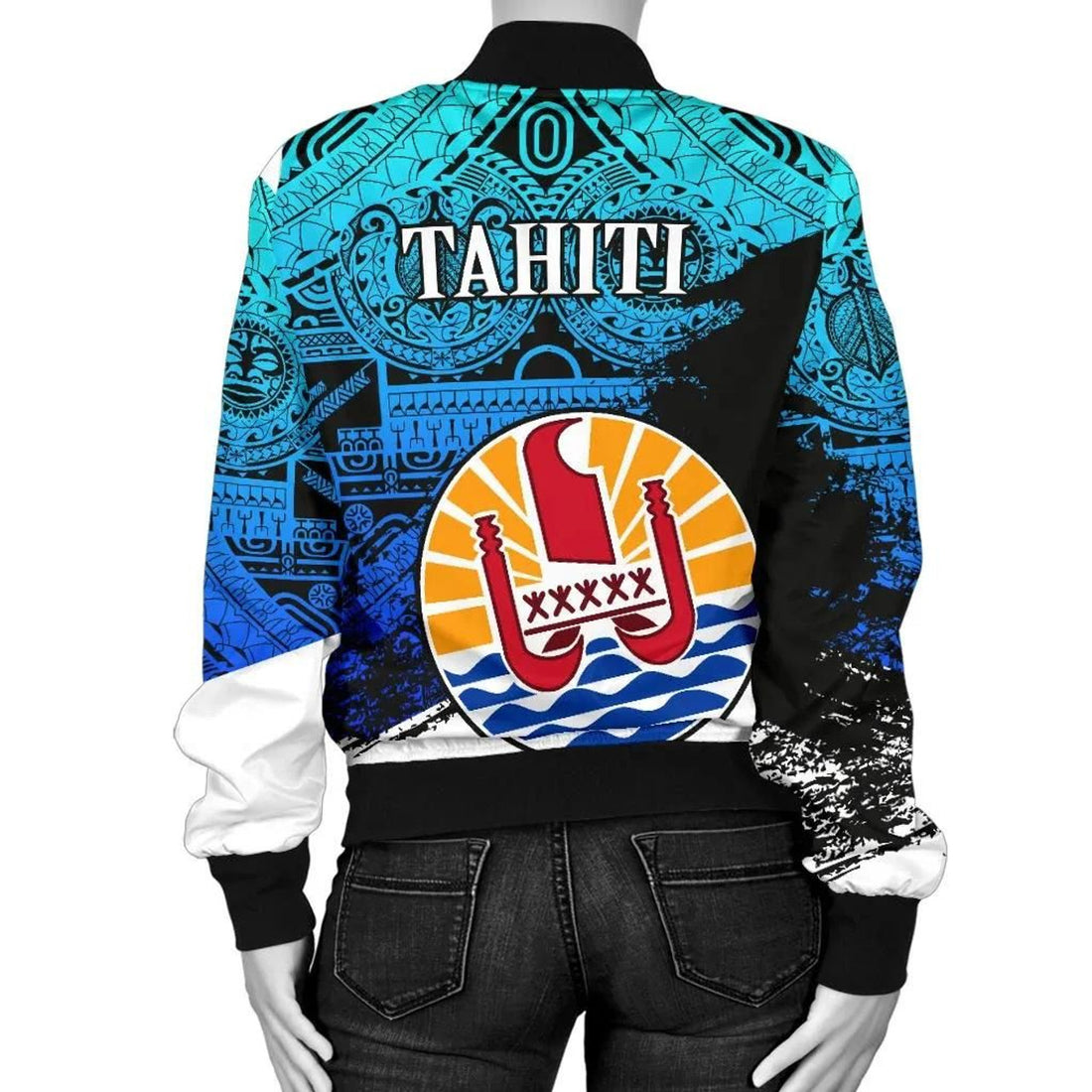 FUNSTUFFPRINT Tahiti Women's , Coat Of Arms Blue Special 3D Bomber Jacket