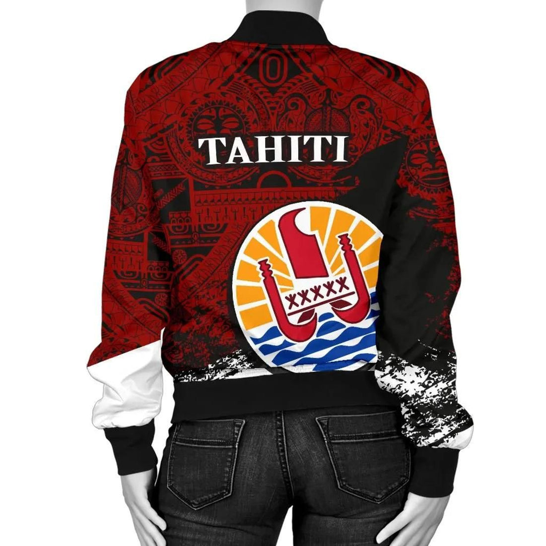 FUNSTUFFPRINT Tahiti Women's Bomber Jacket, Coat Of Arms Blue Special 3D Bomber Jacket