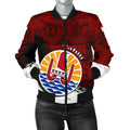 FUNSTUFFPRINT Tahiti Women's Bomber Jacket, Coat Of Arms Blue Special 3D Bomber Jacket