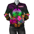 FUNSTUFFPRINT Tahiti Women's Bomber Jacket - Summer Hibiscus - 3D Bomber Jacket