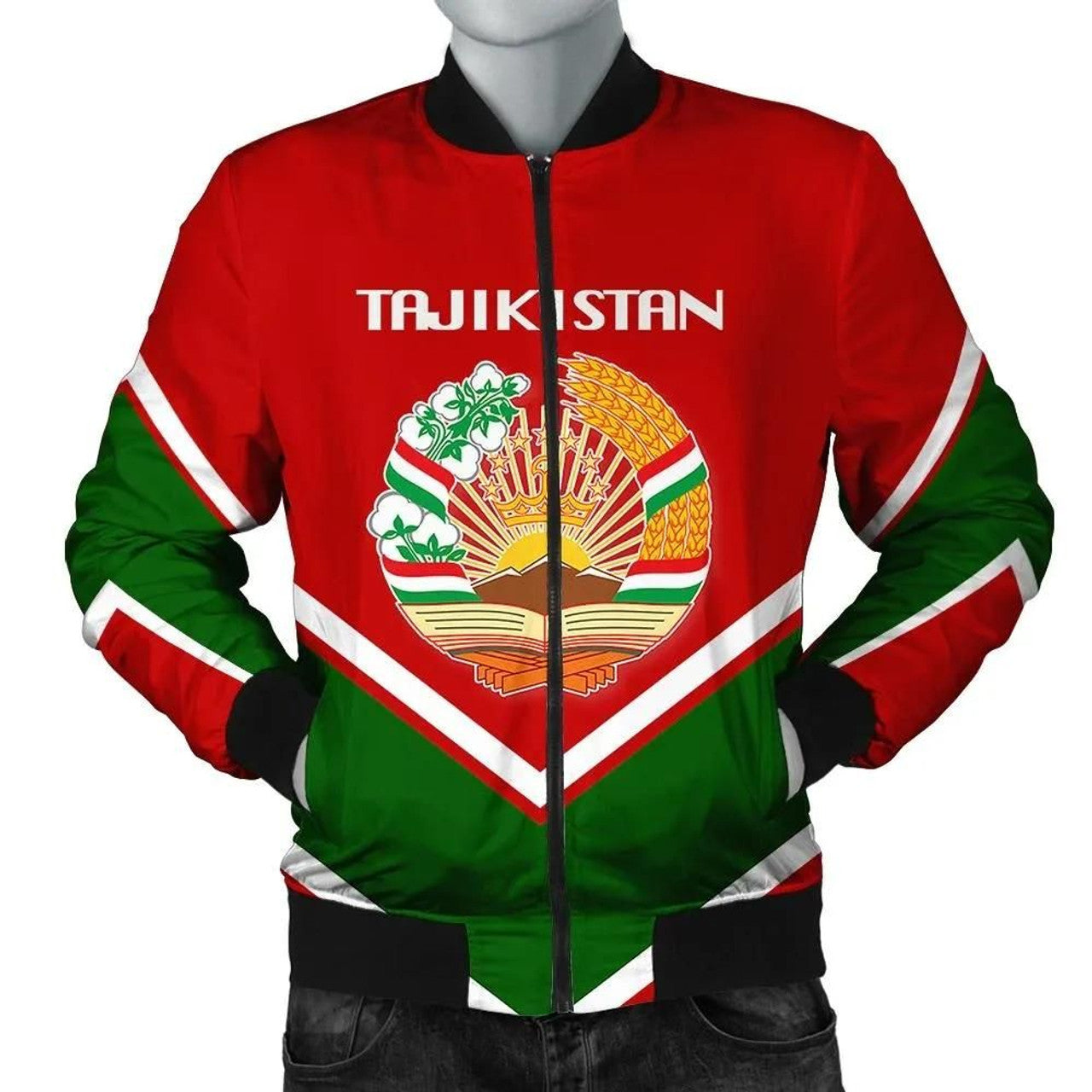 FUNSTUFFPRINT Tajikistan Coat Of Arms Men Bomber Jacket Lucian Style 3D Bomber Jacket