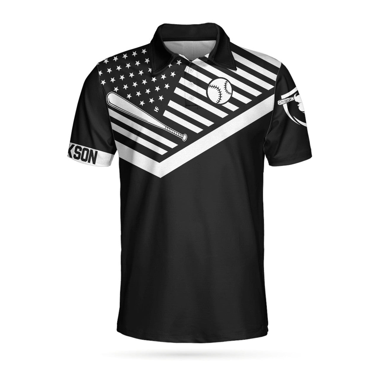 Custom Take Me Out To The Ball Game Custom Polo Shirt, Personalized Black American Flag Baseball Shirt - Perfect Gift For Men