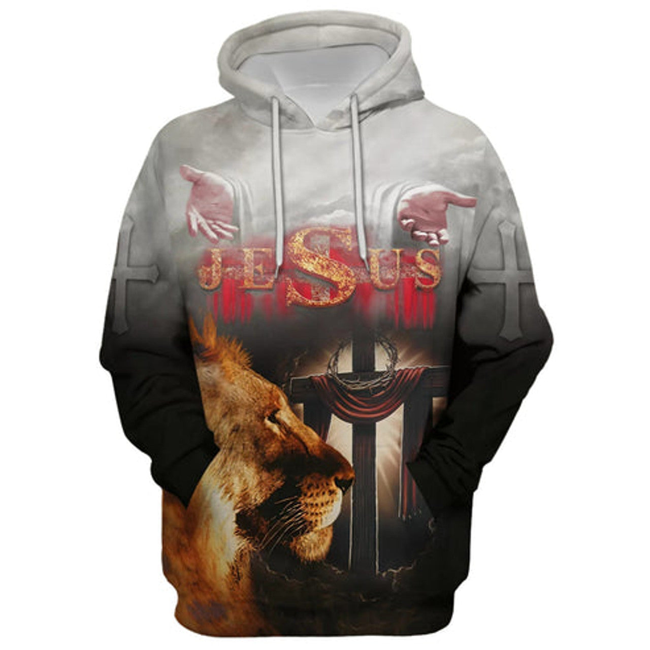 FUNSTUFFPRINT 3D Take My Hand - Jesus The Cross Lion Of Judah 3D Hoodie and Zip Hoodie