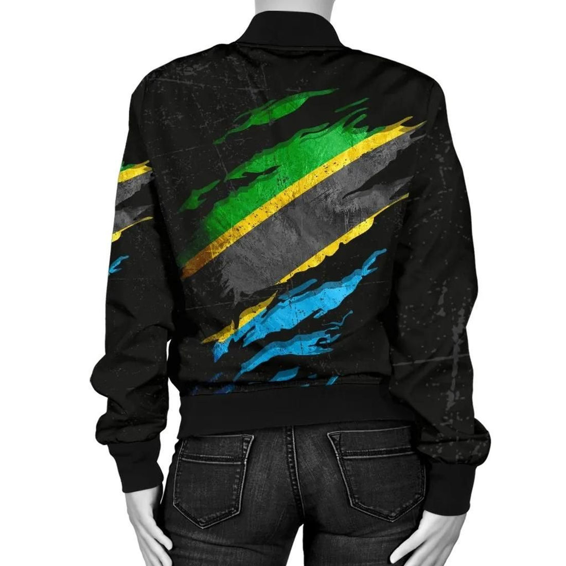 FUNSTUFFPRINT Tanzania In Me Women's Bomber Jacket - Special Grunge Style 3D Bomber Jacket