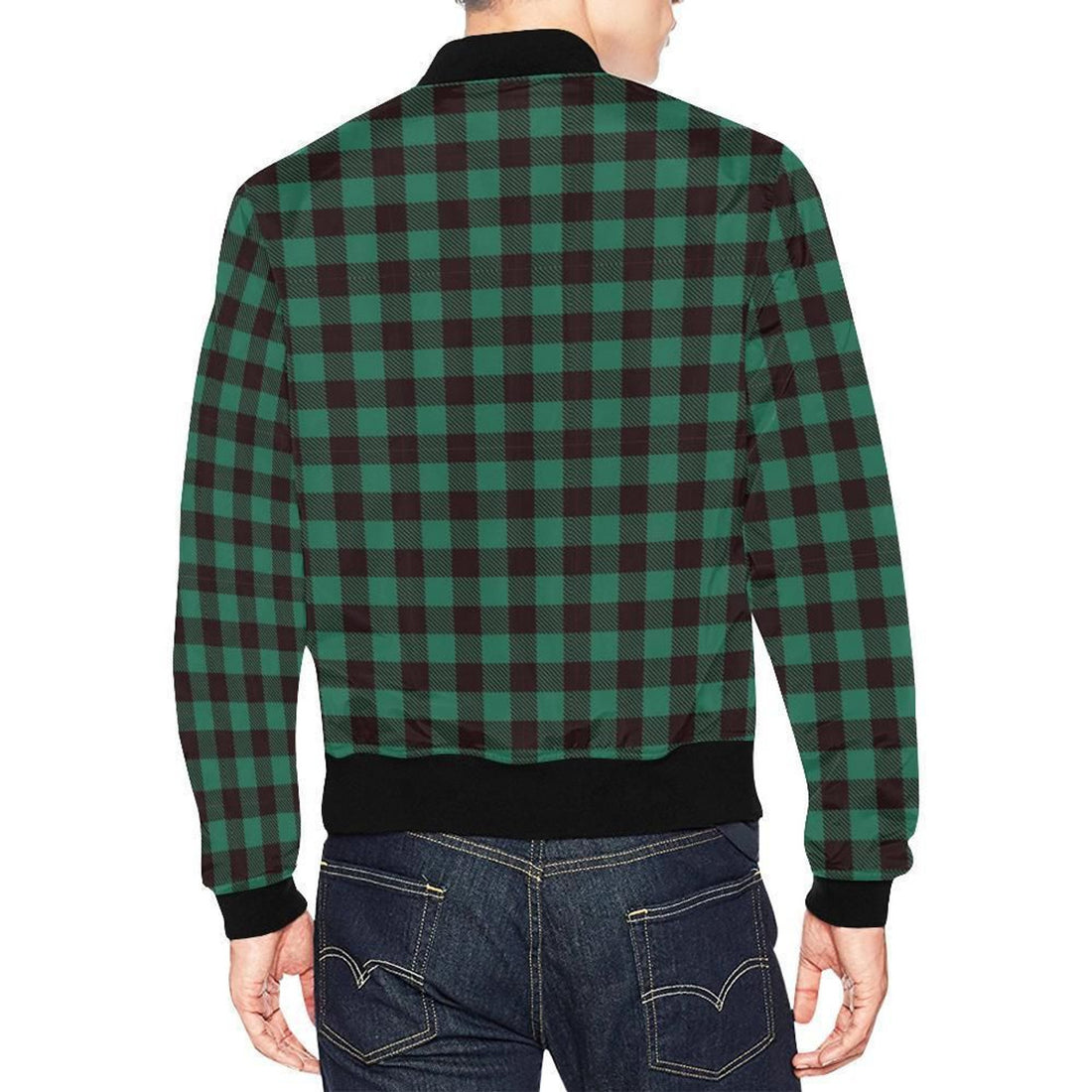 FUNSTUFFPRINT Tartan Scottish Green Plaids Mens 3D Bomber Jacket