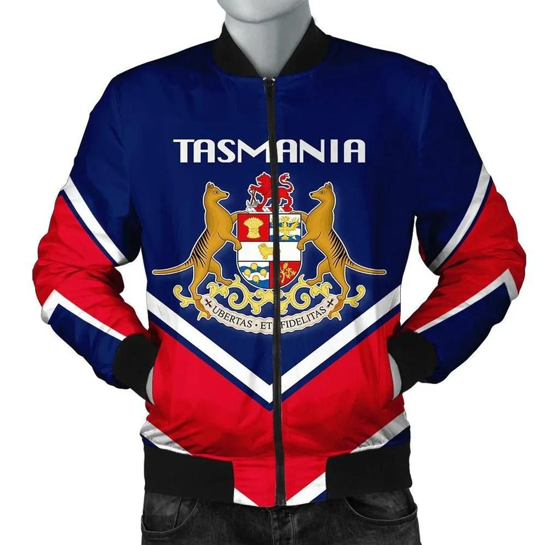 FUNSTUFFPRINT Tasmania Coat Of Arms Men Bomber Jacket Lucian Style 3D Bomber Jacket