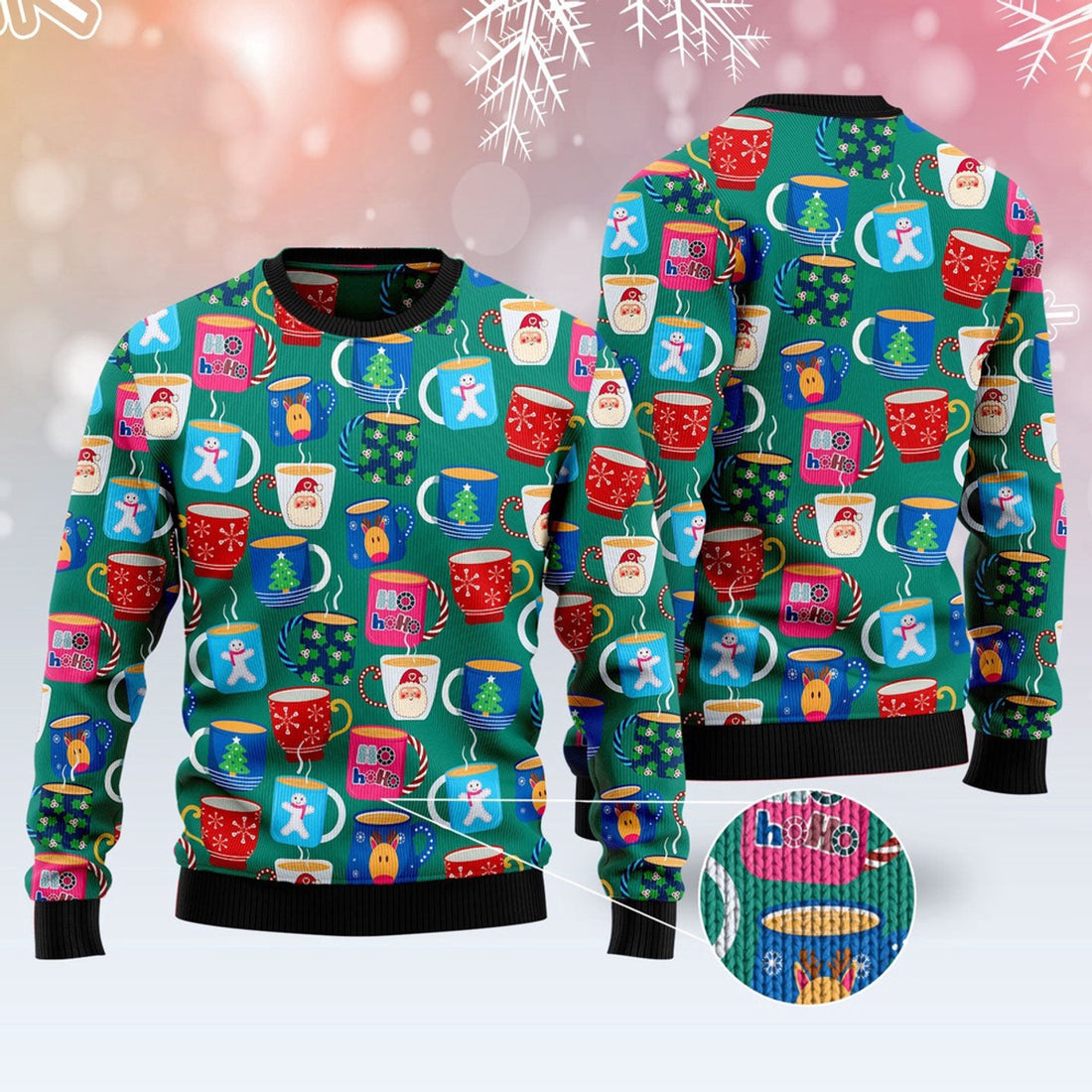 FUNSTUFFPRINT Teapot Christmas Group Ugly Christmas Sweater, Christmas Sweater, Ugly Sweater, Funny Xmas Sweaters Ugly Sweater