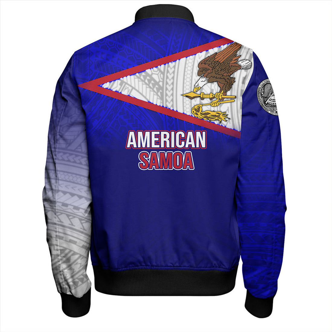 FUNSTUFFPRINT American Samoa Bomber Jacket - American Samoa Flag Color With Traditional Patterns 3D Bomber Jacket