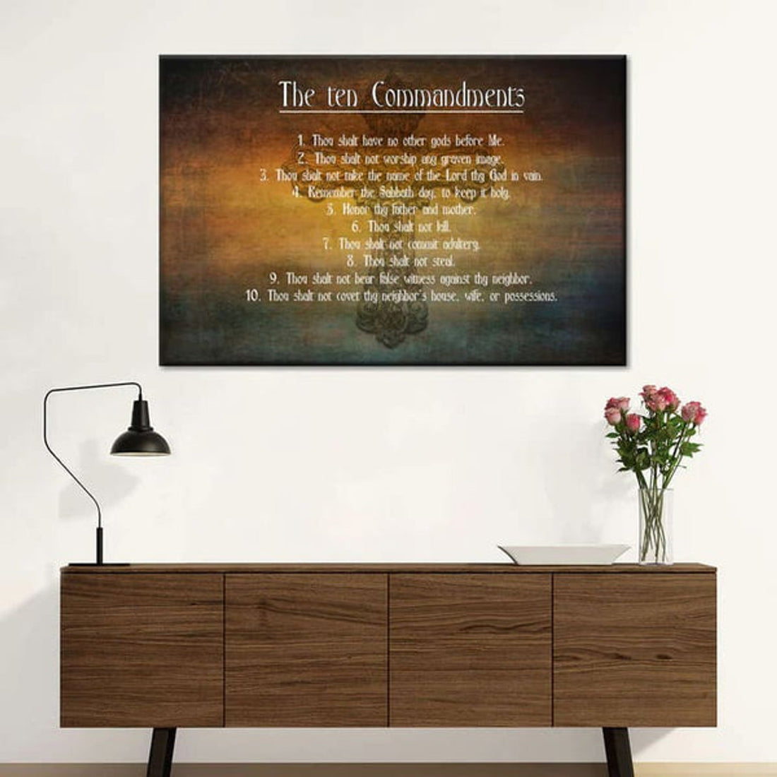 Ten Commandments Bible Verse Wall Art Canvas - Christian Wall Posters 