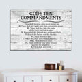 Ten Commandments Gray Canvas Wall Art - Christian Canvas Wall Art - Religious Wall Art Canvas