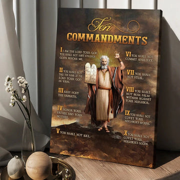 Ten Commandments Of God Canvas Wall Art - Christian Wall Posters - Religious Wall Decor