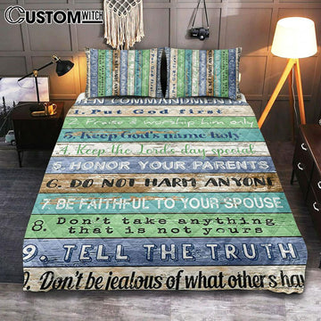 Ten Commandments Quilt Bedding Set Cover Twin Bedding Decor 1 - Christian Quilt Bedding Set Bedroom Decor
