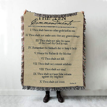 Ten Commandments Woven Blanket Prints - Christian Woven Throw Blanket Decor