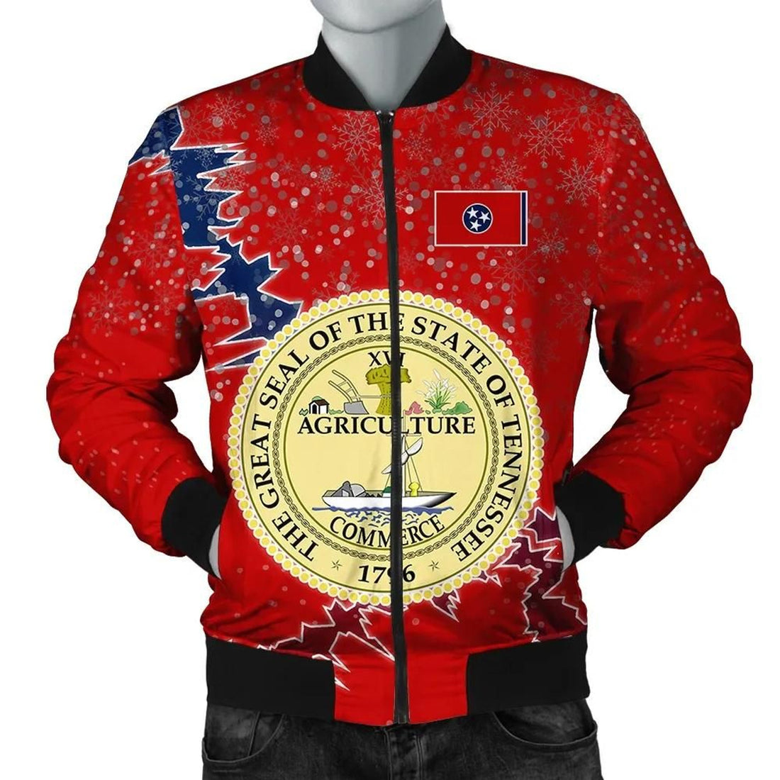 FUNSTUFFPRINT Tennessee Christmas Coat Of Arms Men Bomber Jacket Style 3D Bomber Jacket