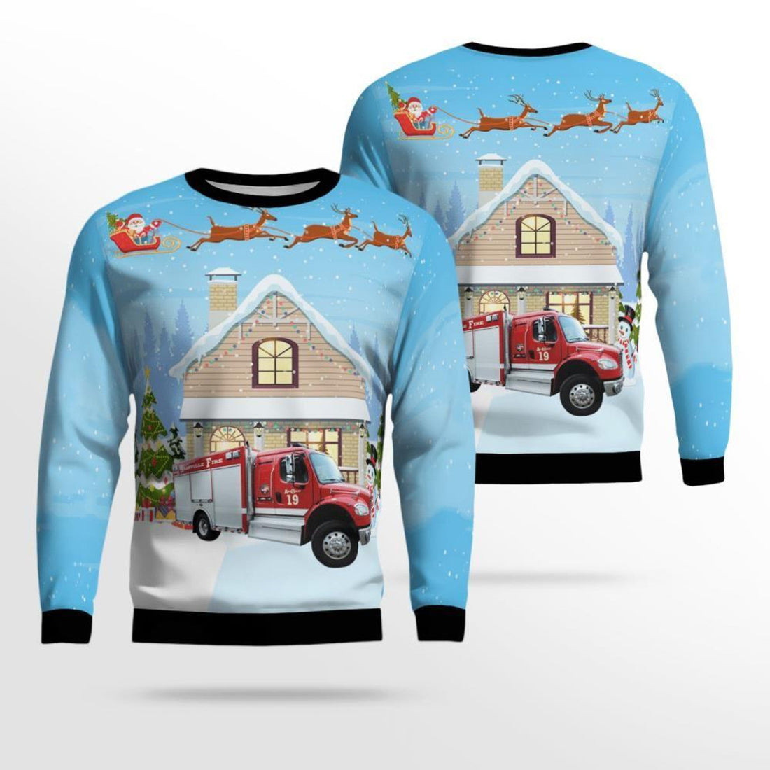 FUNSTUFFPRINT Tennessee Nashville Fire Dept Ugly Christmas Sweater – Christmas Gifts For Firefighters Ugly  Sweater