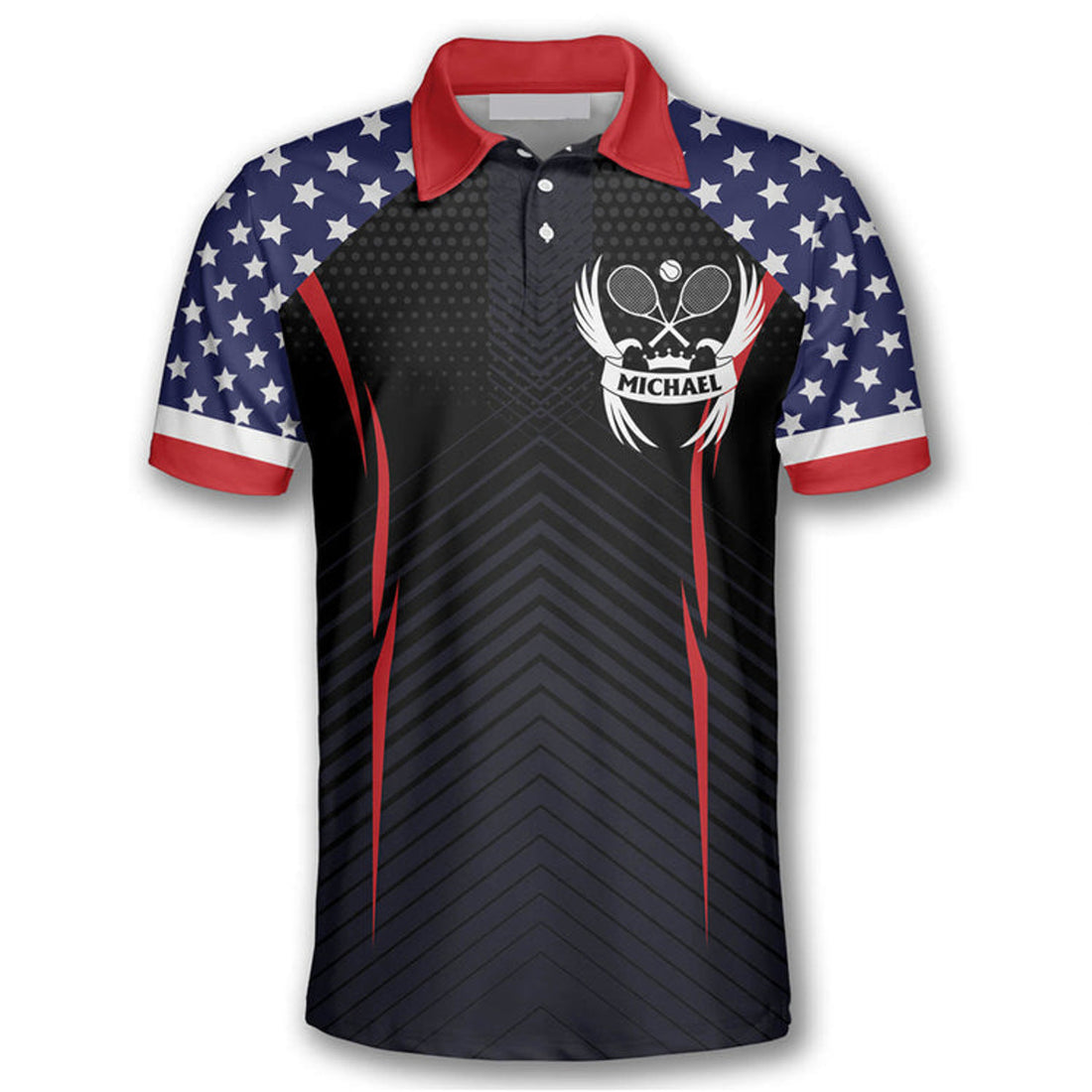 Custom Tennis Eagle American Flag Customized Name 3D All Over Printed Polo Shirt