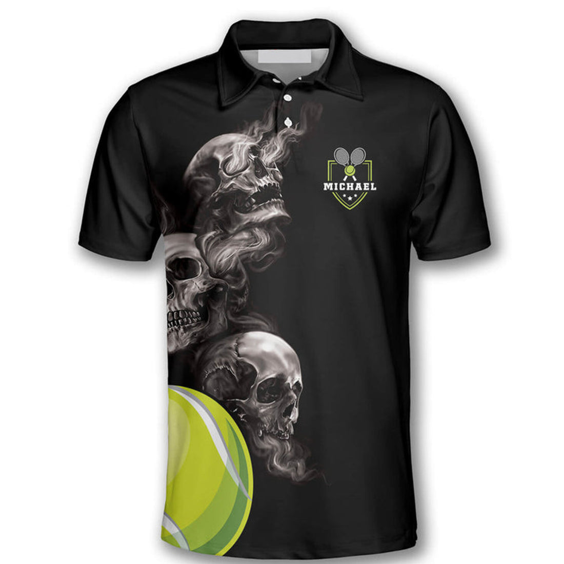 Custom Tennis Hello Darkness My Old Friend Skull Customized Name All Over Printed Polo Shirt
