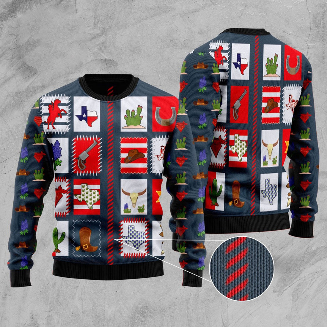 FUNSTUFFPRINT Texas Awesome Ugly Christmas Sweater, Christmas Sweater, Ugly Sweater, Funny Xmas Sweaters Ugly Sweater