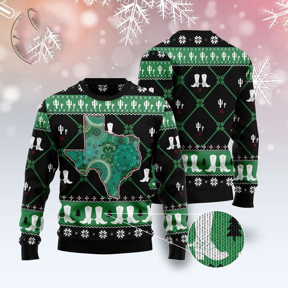 FUNSTUFFPRINT Texas Usa Symbols Pattern Ugly Christmas Sweater, Christmas Sweater, Ugly Sweater, Funny Xmas Sweaters Ugly Sweater