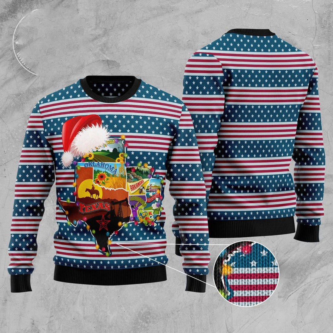 FUNSTUFFPRINT Texas Xmas Ugly Christmas Sweater, Christmas Sweater, Ugly Sweater, Funny Xmas Sweaters Ugly Sweater