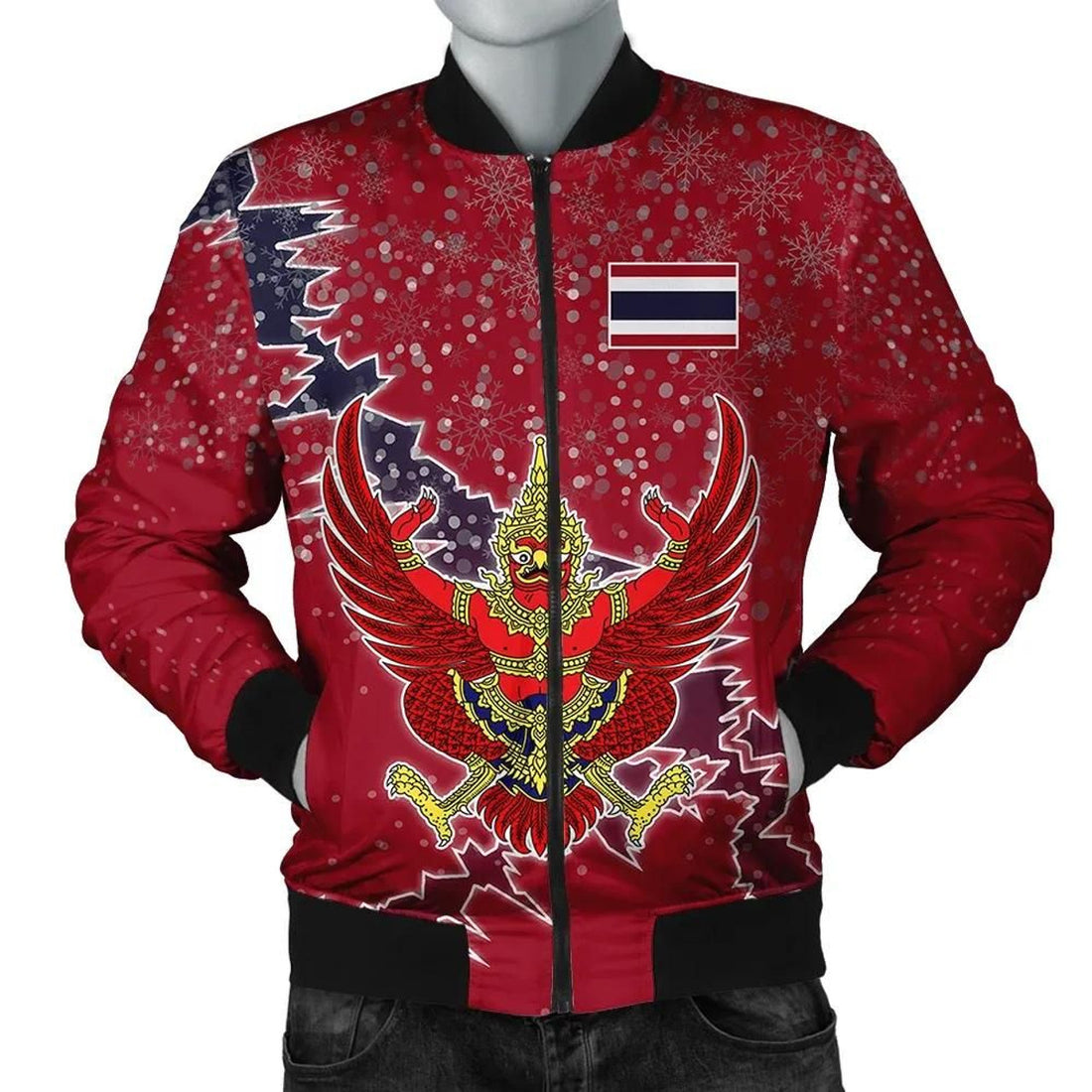 FUNSTUFFPRINT Thailand Christmas Coat Of Arms Men Bomber Jacket Style 3D Bomber Jacket