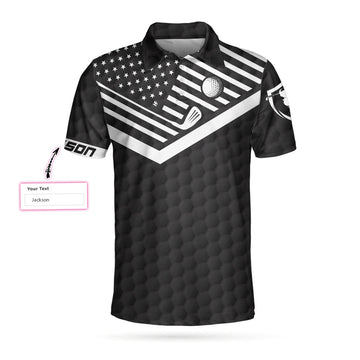 Custom That's What I Do Golfing And Drinking Custom Polo Shirt, Personalized Black American Flag Golf Shirt - Perfect Gift For Men