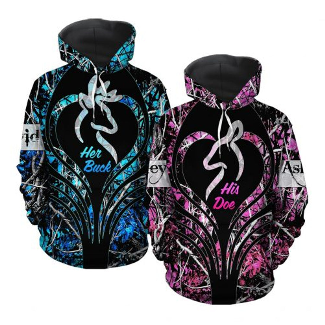 FUNSTUFFPRINT Custom Name Hunting Couple 3D All Over Hoodie The Couple That Hunts Together Stays Together 3D Hoodie and Zip Hoodie