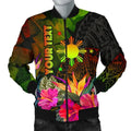 FUNSTUFFPRINT The Philippines Polynesian Personalised Men's Bomber Jacket - Hibiscus and Banana Leaves - 3D Bomber Jacket