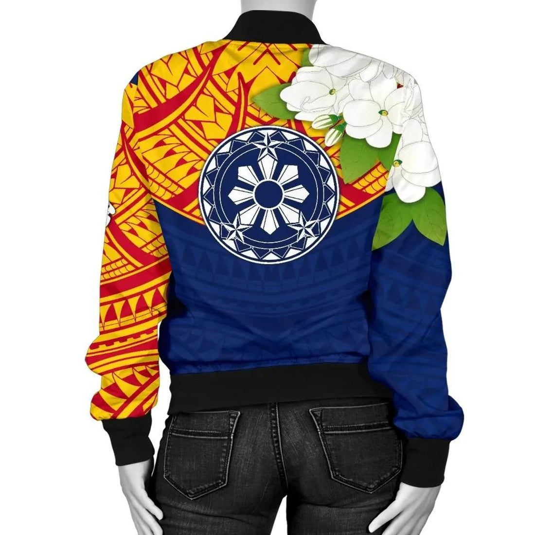 FUNSTUFFPRINT The Philippines Women's Bomber Jacket - Filipino Sampaguita - 3D Bomber Jacket