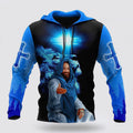 FUNSTUFFPRINT 3D The Cross And The Praying Lion Jesus Focus On Me 3D Hoodie and Zip Hoodie