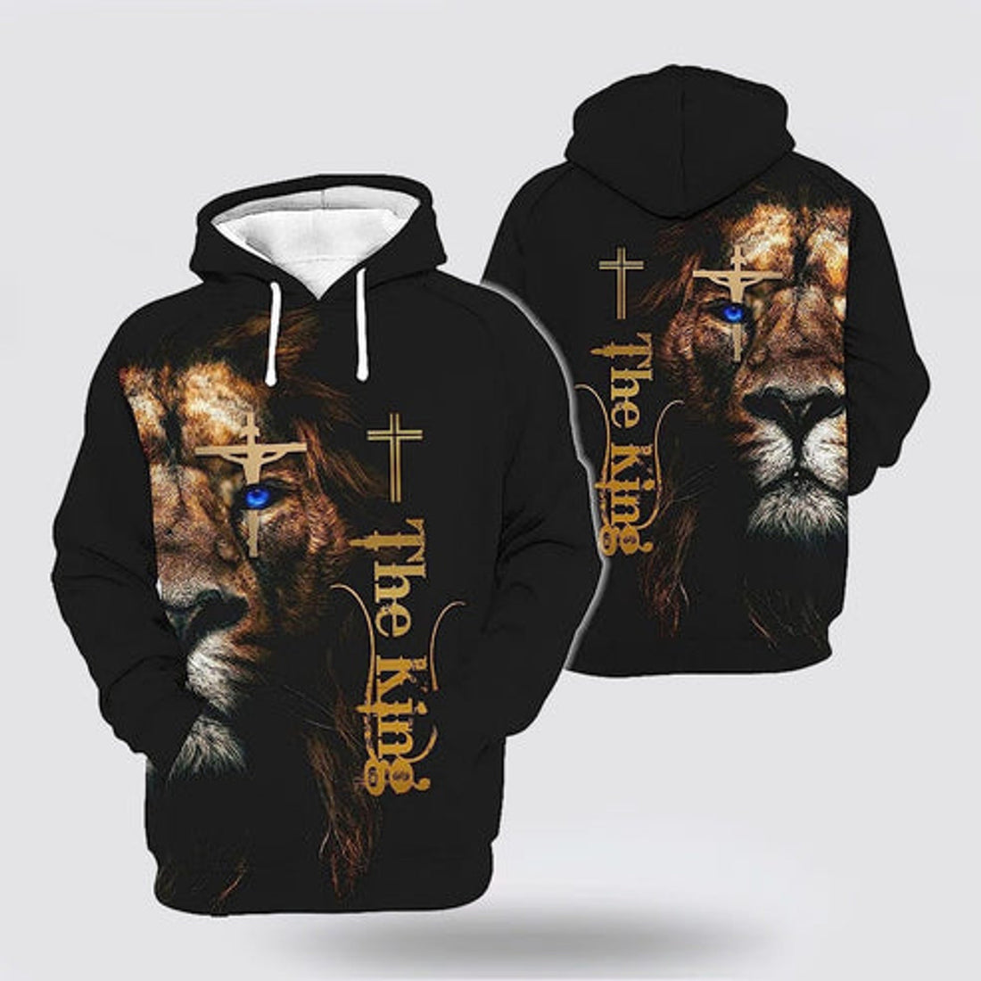 FUNSTUFFPRINT 3D The King Lion Cross 3D Hoodie and Zip Hoodie