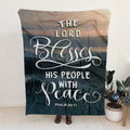 FUNSTUFFPRINT Sherpa Fleece Blanket - The Lord Blesses His People With Peace Psalm 29:11 Christian Blanket