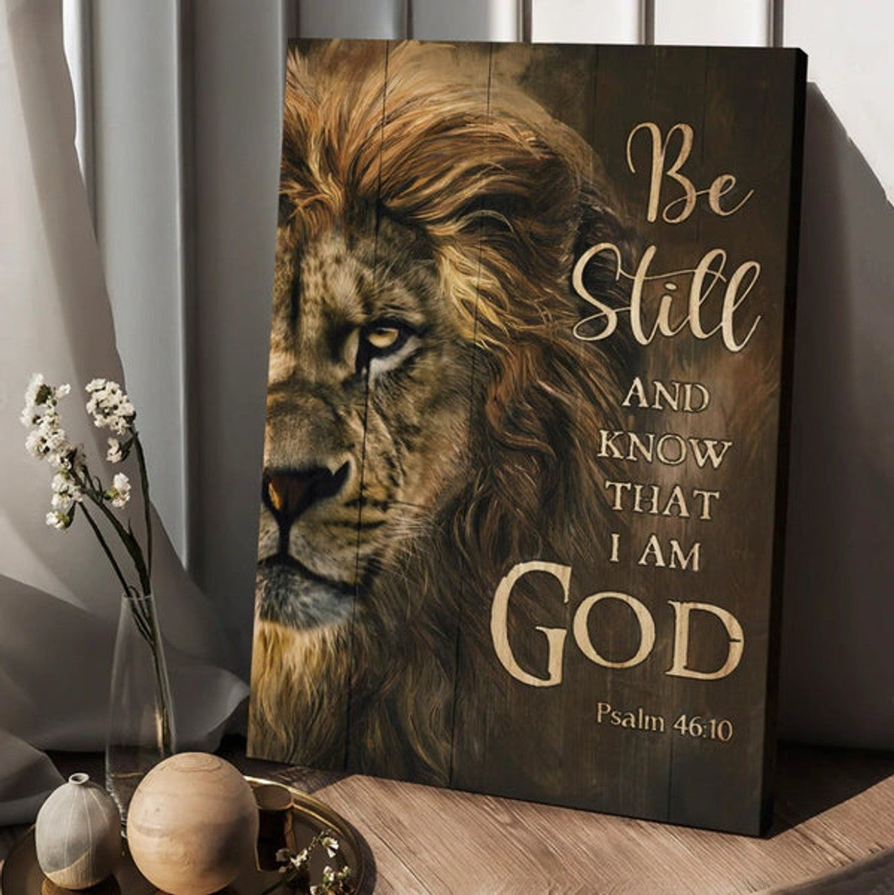The Amazing Lion Painting Be Still And Know That I Am God Canvas Wall Art - Christian Wall Posters - Religious Wall Decor