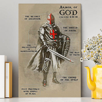 The Armor of God Canvas Wall Art - Ephesians 610 18 NIV - Christian Wall Canvas - Religious Canvas Prints