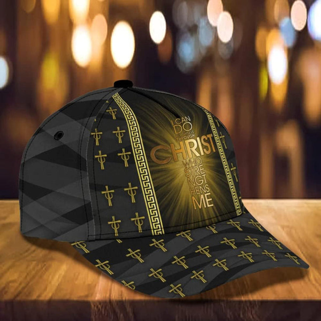 FUNSTUFFPRINT The Cross I Can Do All Things Through Christ Classic Hat All Over Print - Christian Hats for Men and Women