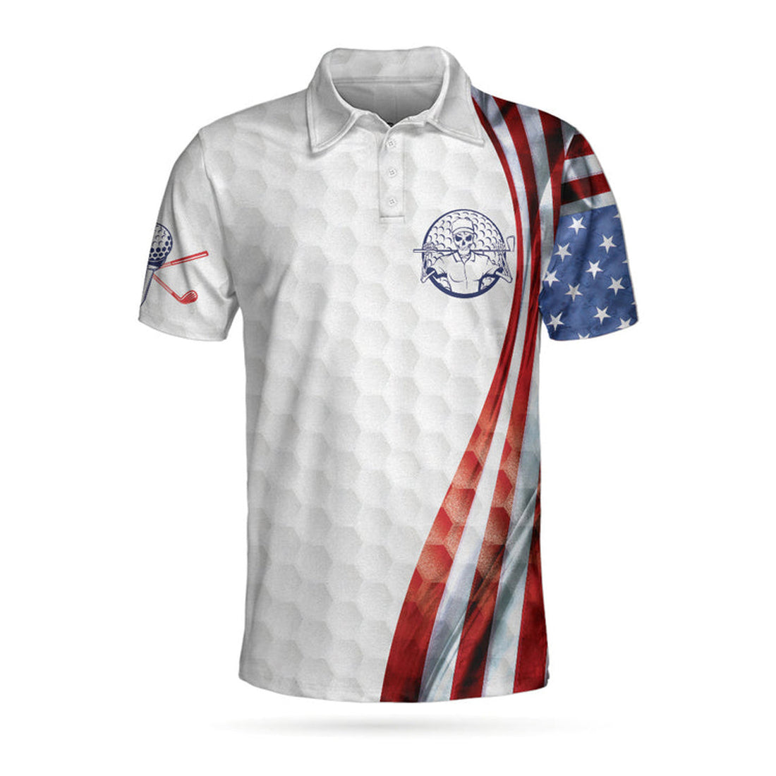 The Day I Stop Golfing Polo Shirt, Golf Pattern Skeleton Golfer American Flag Polo Shirt, Best Golf Shirt For Men