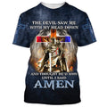 FUNSTUFFPRINT The Devil Saw Me With My Head Down Shirts - Lion Cross Warrior 3D All Over Printed Shirt for Men and Women
 3D T-shirt