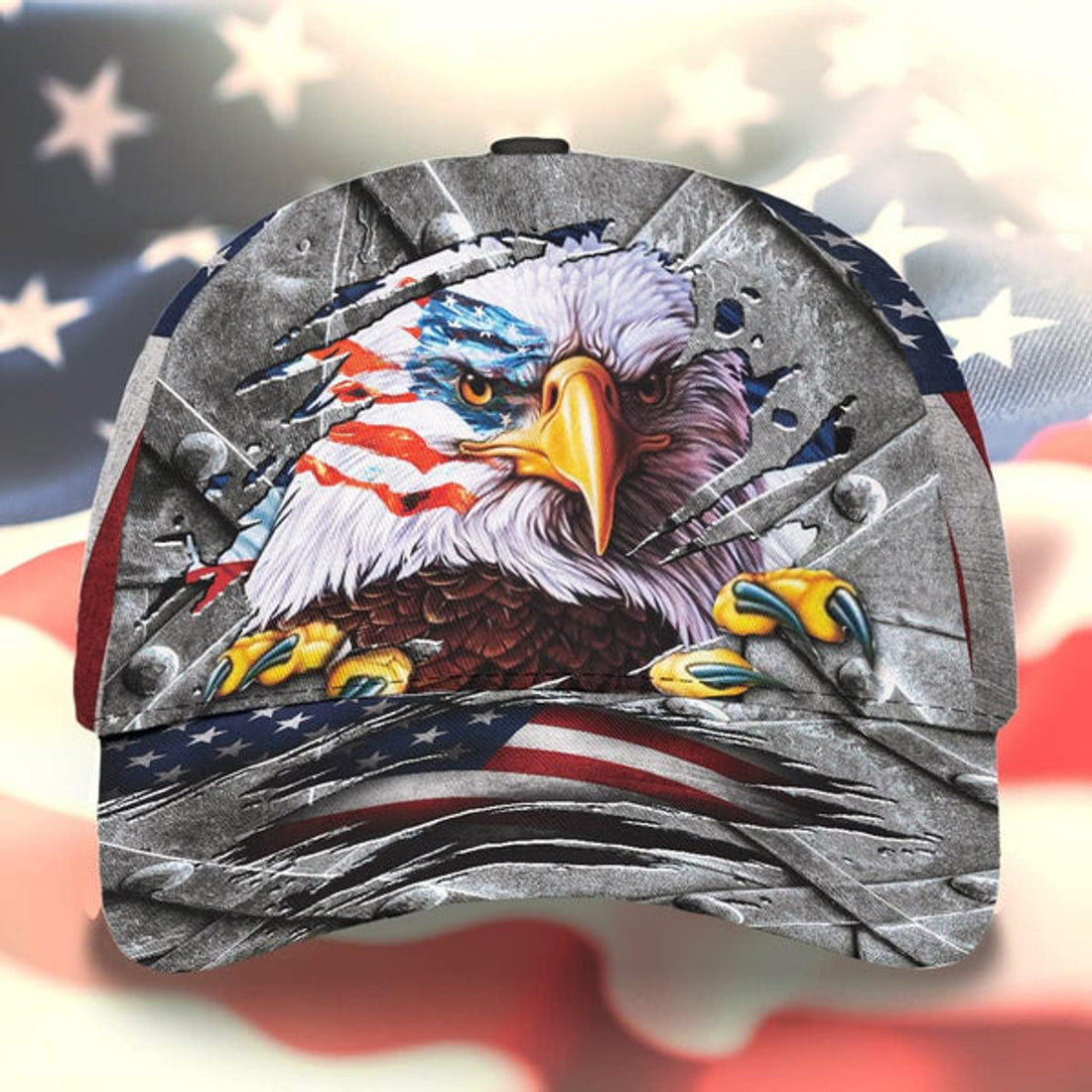 FUNSTUFFPRINT The Eagle American Flag Classic Hat All Over Print - Christian Hats for Men and Women